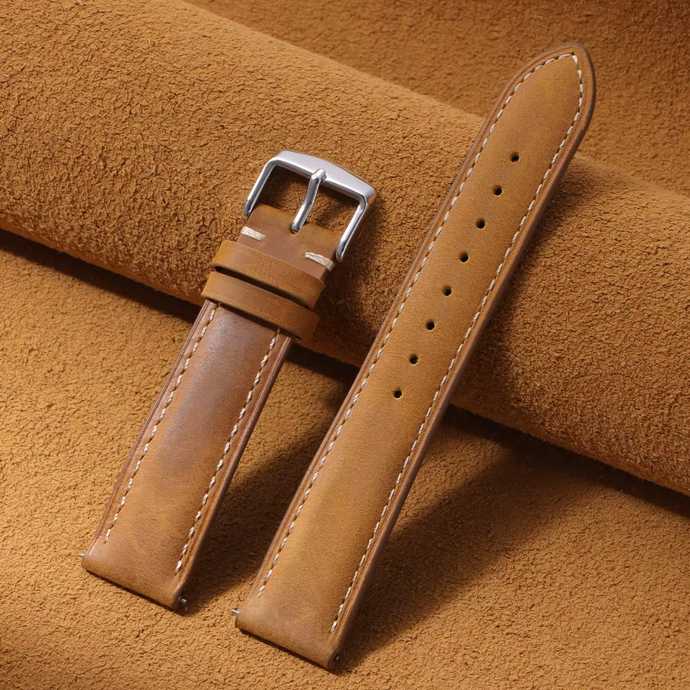 Bracelet de montre en cuir vintage 14mm 16mm 18mm 20mm 22mm 24mm pour Seiko, Omega, Rolex, à libérat