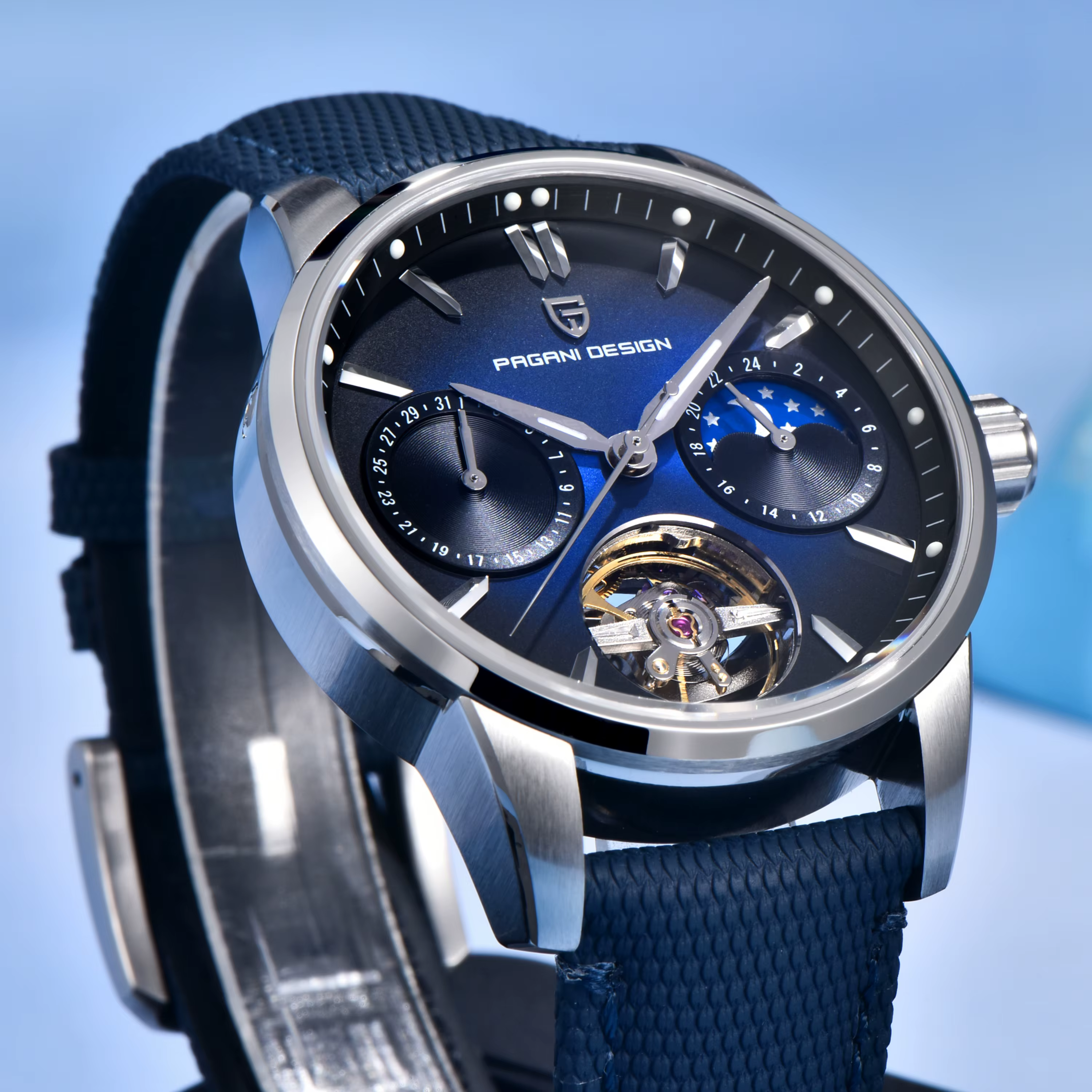 Montre mécanique pour homme PAGANI DESIGN 2026 E3255Y 41 mm, cristal saphir, acier inoxydable, calen