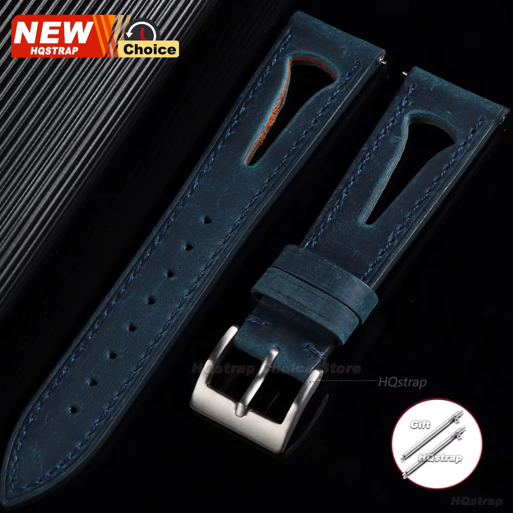 Bracelet de montre en cuir souple respirant avec trous, 20mm, 22mm, 21mm, 24mm, pour montre connecté