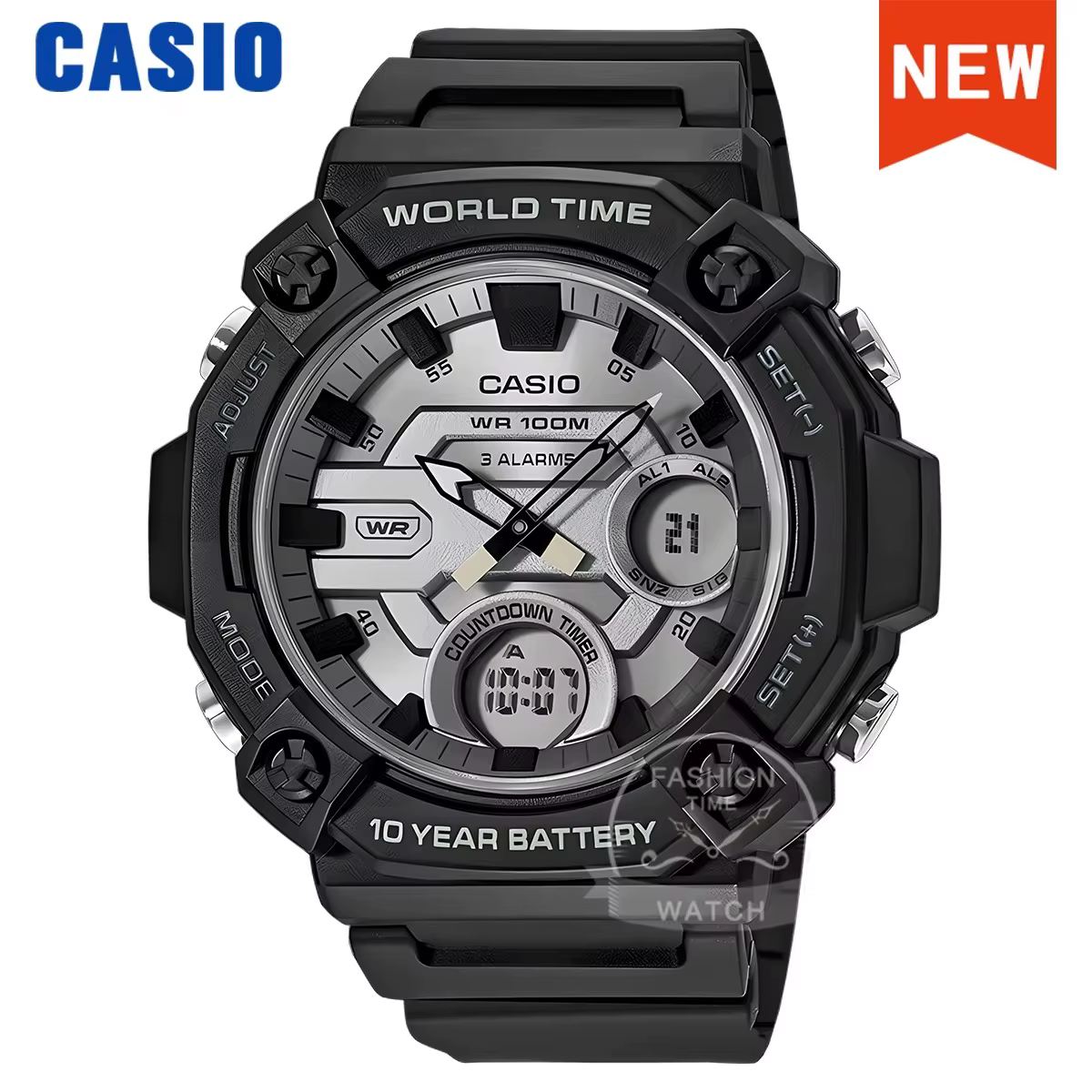 Casio Montre électronique multifonction à double affichage pour hommes série AEQ-120W