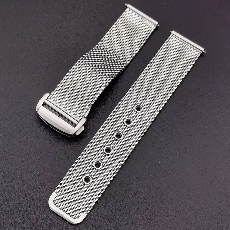 Bracelet de montre milanais en maille pour Omega Seamaster 007, métal et acier inoxydable avec fermo