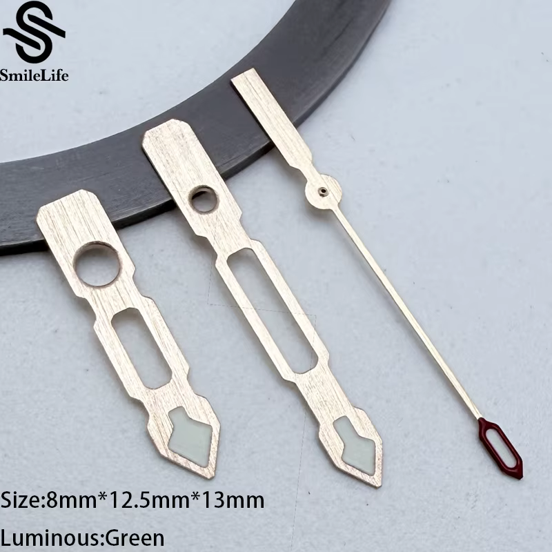 SmileLife – aiguilles de montre creuses en or rose NH35, vertes lumineuses, adaptées au mouvement NH