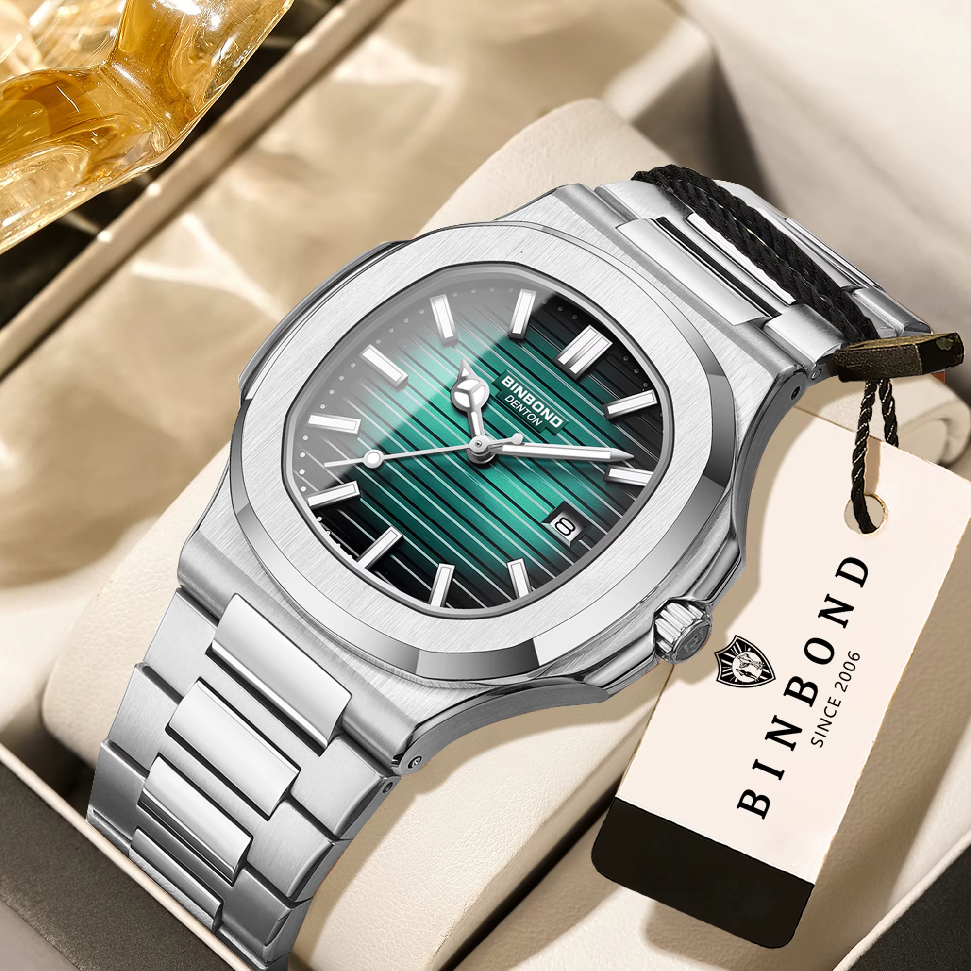 Montres-bracelets en quartz robustes originales BINBOND pour hommes, montres de luxe lumineuses, éta