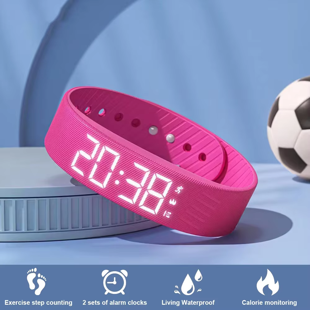 Bracelet intelligent LED numérique étanche, horloge intelligente, podomètre de course, moniteur d'ac