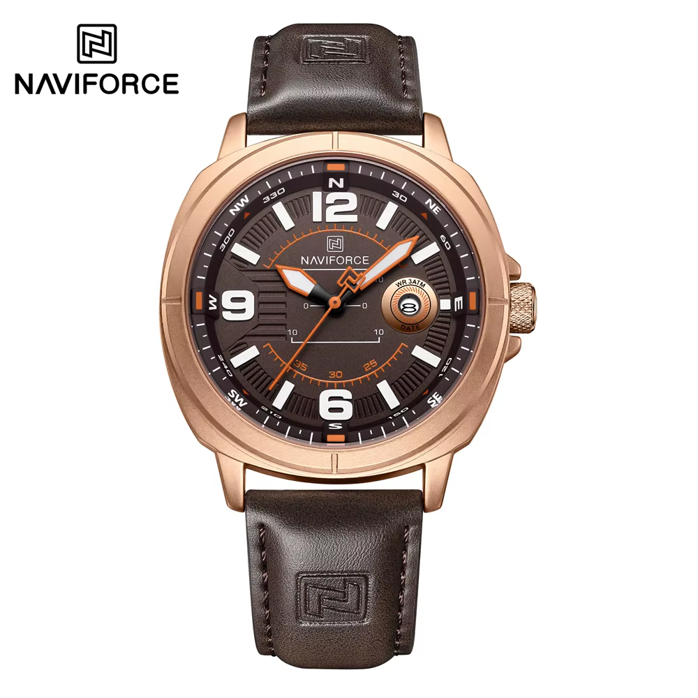 NAVIFORCE hommes montre-bracelet haut de gamme de luxe Auto Date montre d'affaires en cuir Sport mil