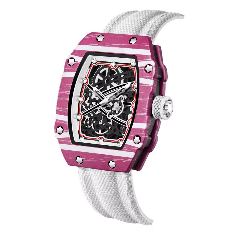 Nouvelle montre à quartz tendance ultra-fine en forme de tonneau de vin avec bracelet en nylon, élég