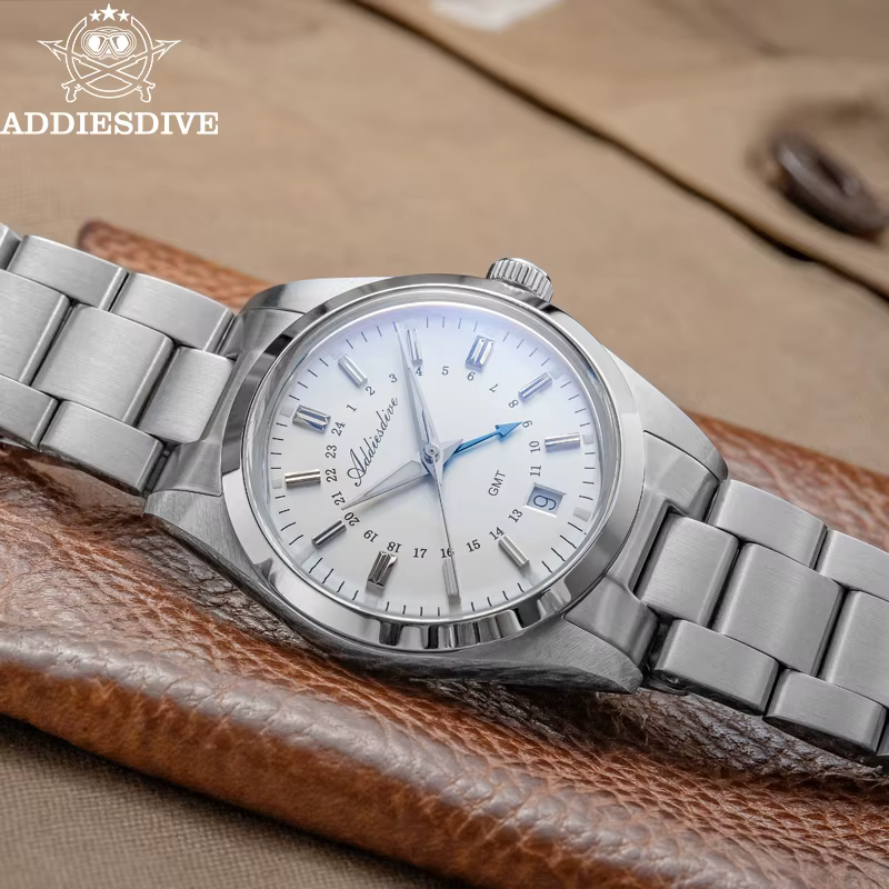 ADDIESDIVE 36mm montre analogique pour hommes GMT 515-24H montre BGW9 lumineux 100m étanche en acier