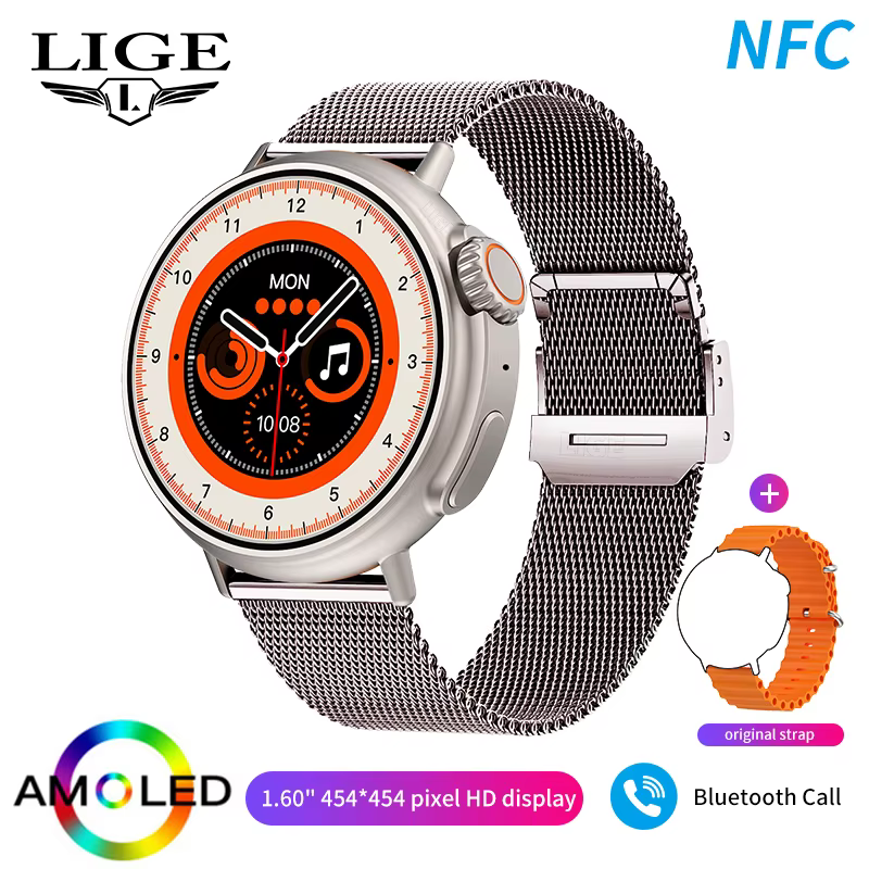 Montre connectée militaire de luxe LIGE NFC pour hommes, moniteur de santé, montre de fitness, montr