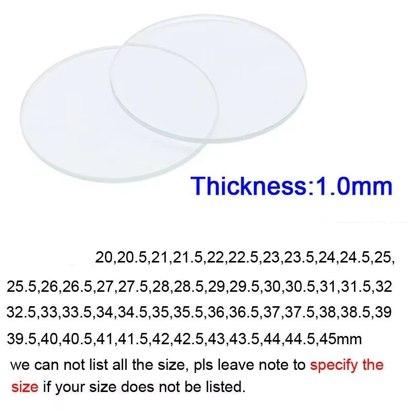 Verre de rechange pour montre-bracelet intelligente, 1 pièce, 20mm-45mm, épaisseur 1mm, verre rond,