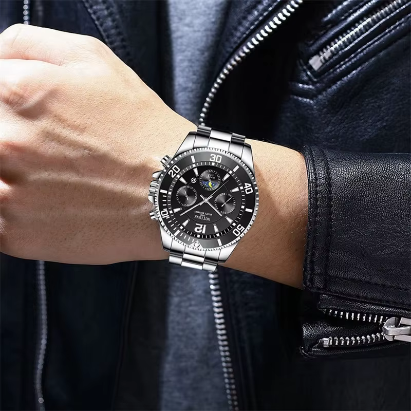 Montre à quartz en acier inoxydable étanche pour homme, montres de sport, horloge Shoous, luxe, affa