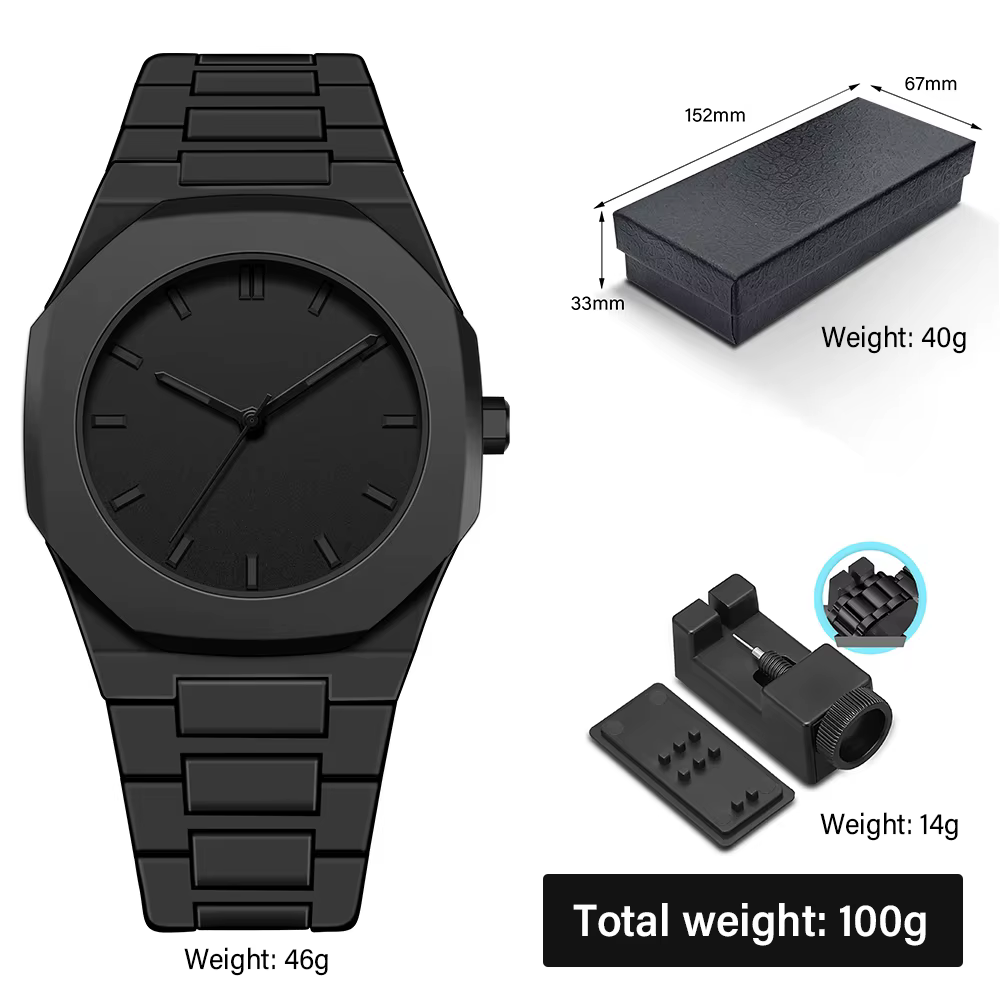 Montre à chiffres arabes argentés Montre à quartz noire de qualité supérieure pour homme Montre d'af