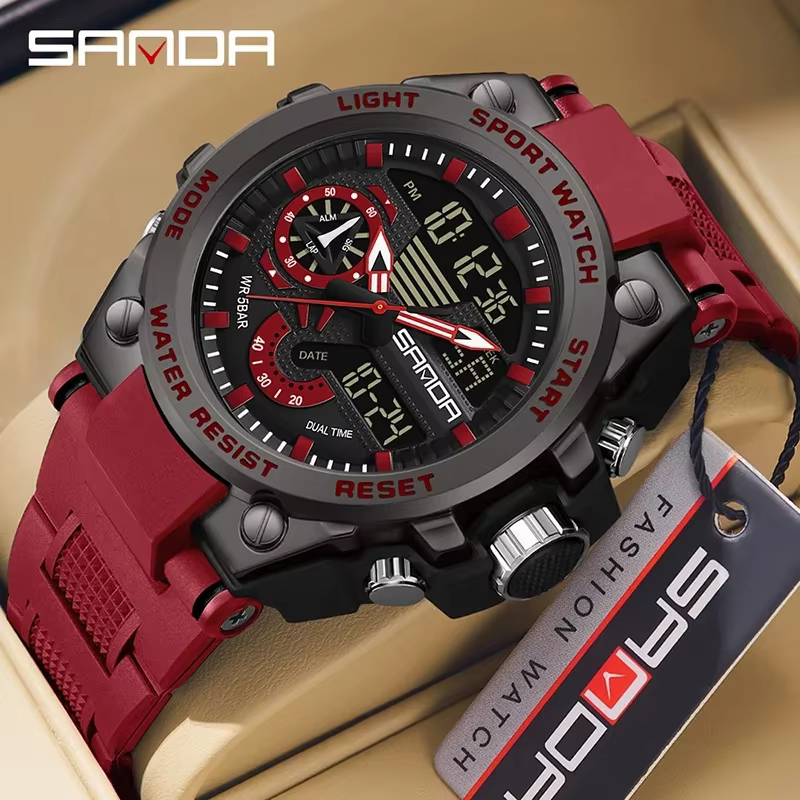 Sanda montre électronique multifonctionnelle pour hommes, mode numérique, étanche, Sports de plein a
