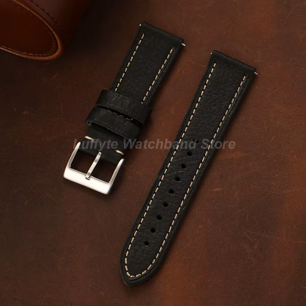 Bracelet de montre en cuir de veau véritable, 20mm, 22mm, 24mm, pour hommes et femmes, bracelet de m