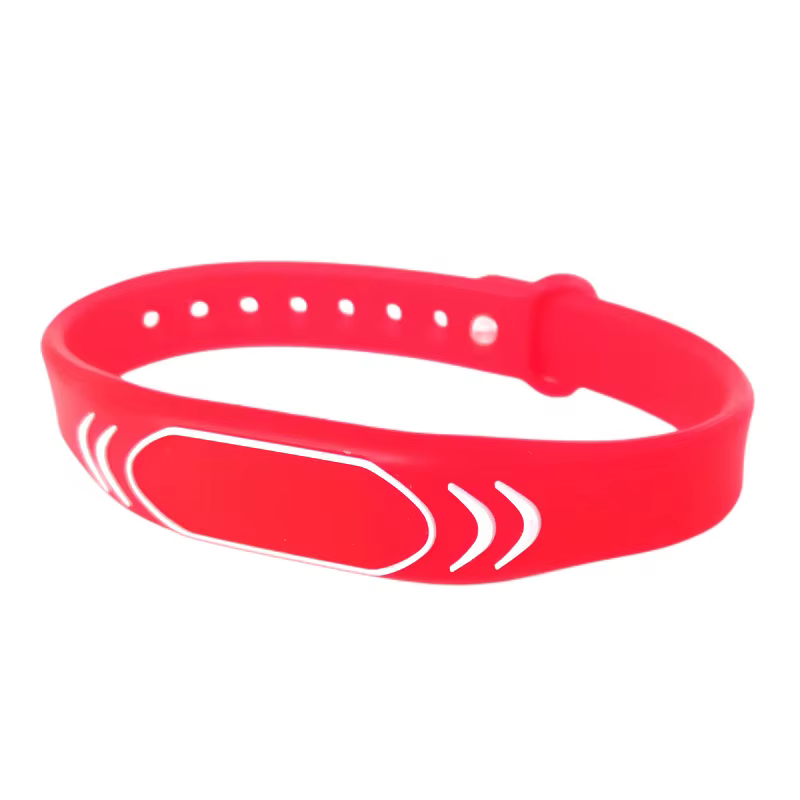 Bracelets RFID réglables en caoutchouc, 13.56Mhz, carte IC RFID, bracelets intelligents noirs pour s