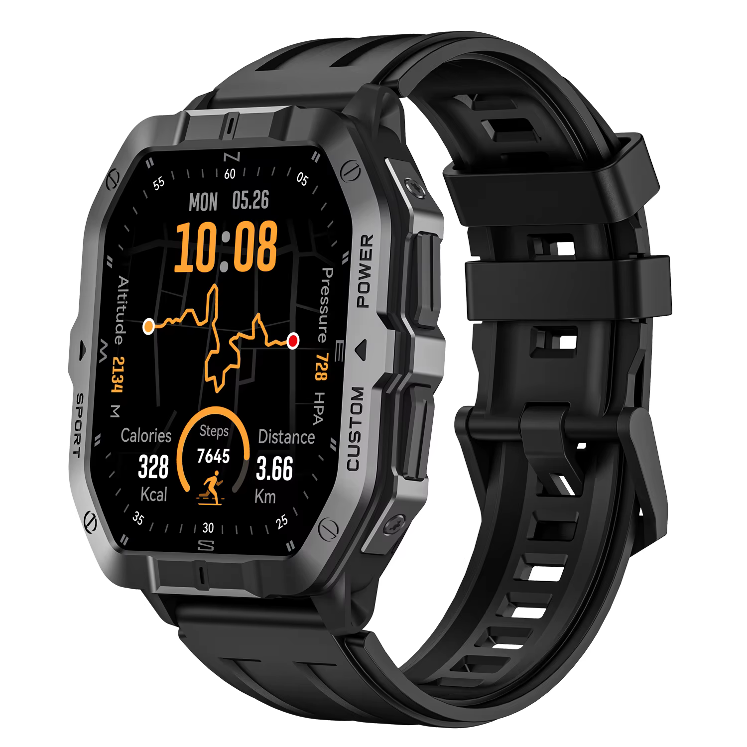 Montre connectée pour hommes et femmes, GPS et boussole intégrés, altimètre barométrique, capteur à 