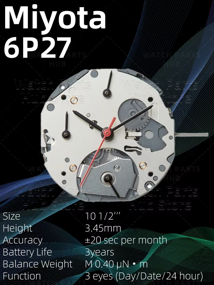 Nouveau véritable mouvement de montre Miyota 6P27 mouvement à Quartz d'origine mouvement automatique