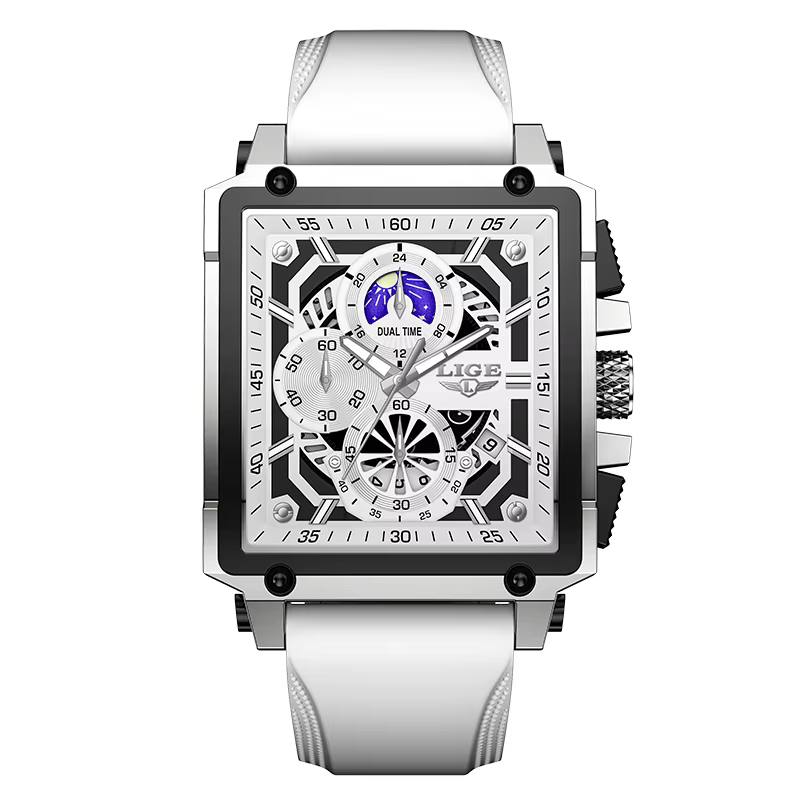 Montres pour hommes LIGE Top marque de luxe chronographe montre de sport carrée mode pour hommes bra
