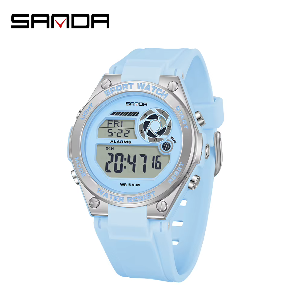 SANDA Nouvelle montre de sport pour femme 9098, bracelet en TPU, étanche avec éclairage nocturne, af