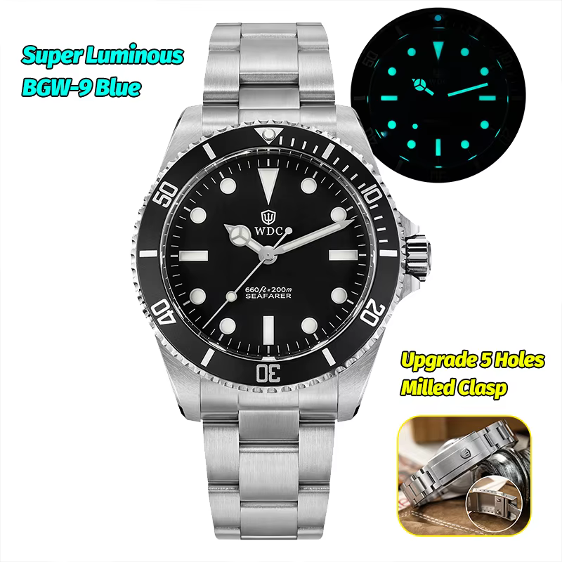 Watchdives WD5513Q Montre de plongée à quartz VH31 Mouvement à balayage Saphir Étanche 20 bars Lunet