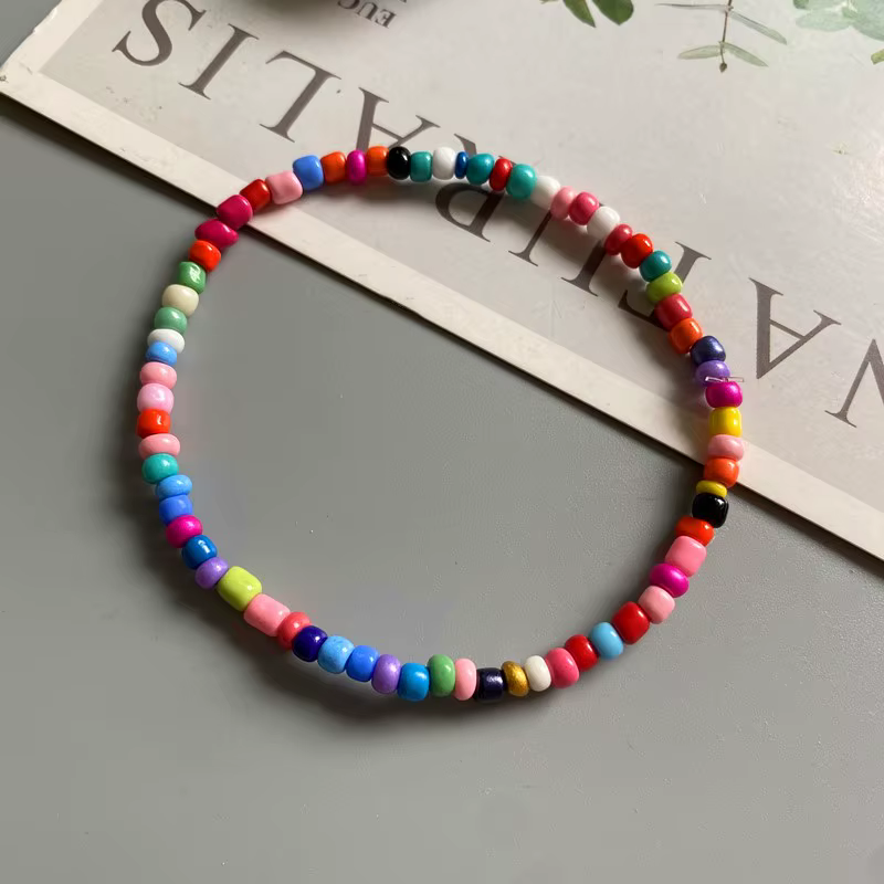 Bracelet de cheville pour femmes coloré mode fille petites perles de rocaille pied Bracelet jaune ro