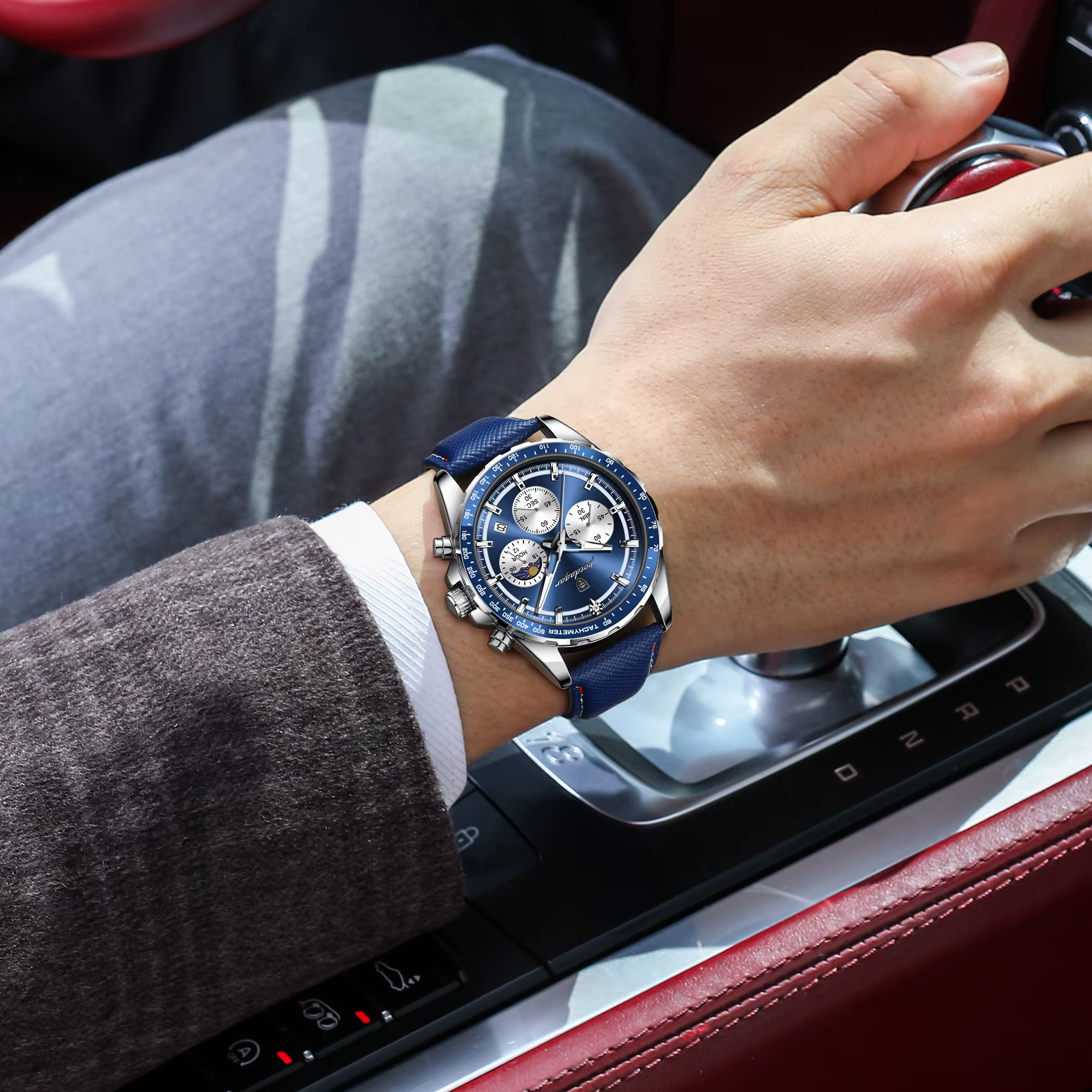 POEDAGAR Original mode hommes horloge lumineux étanche chronographe Date homme montre-bracelet en cu