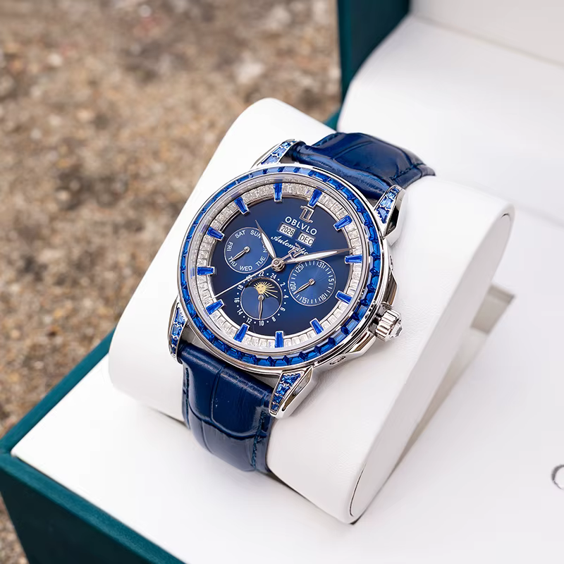 OBLVLO montre automatique pour hommes 40mm montre-bracelet mécanique 5ATM lunette en cristal lumineu