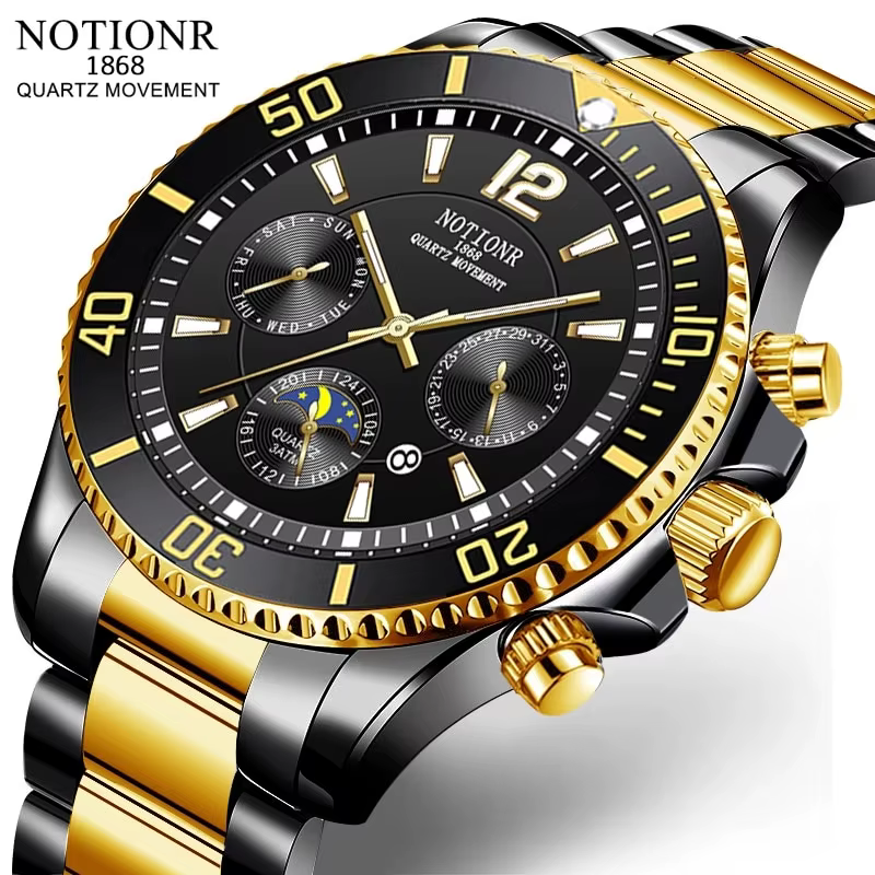 Montre à quartz en acier inoxydable étanche pour homme, montres de sport, horloge Shoous, luxe, affa