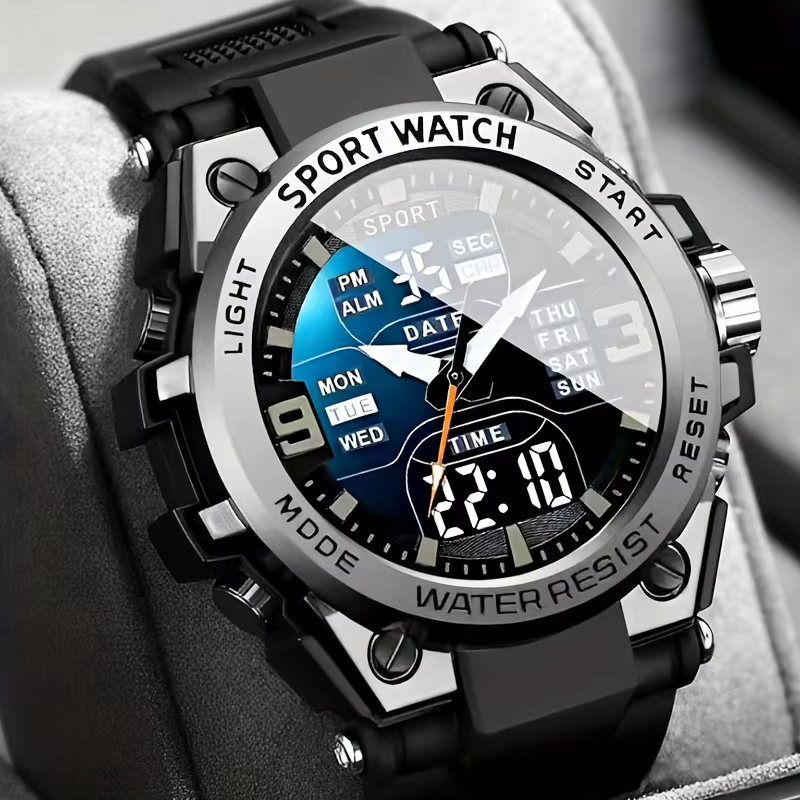 Montre à LED lumineuse à grand cadran, au design élégant, pour hommes, femmes et adolescents, avec d
