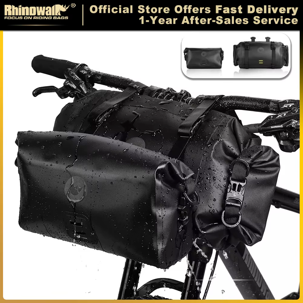 Rhinowalk – Sac de vélo étanche de grande capacité, sacoche de guidon, tube avant, 2 pièces, pour ca