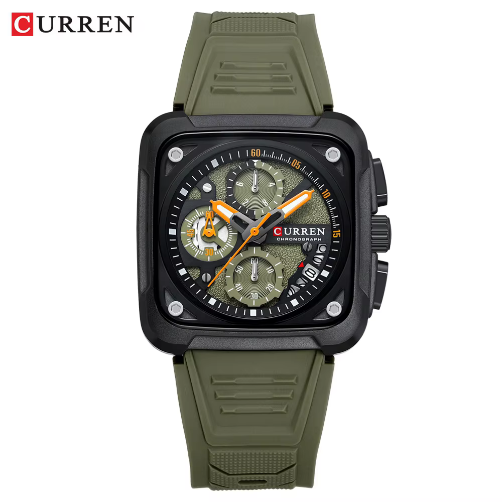 CURREN montres pour hommes marque sportive cadran carré Unique avec chronographe montre-bracelet à Q