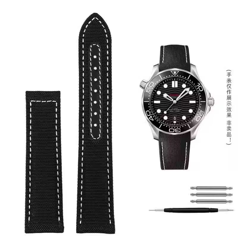 Bracelets de montre en toile + Nylon pour Omega Seamaster 300 Speedmaster AT150 Omega Speedmaster Sl