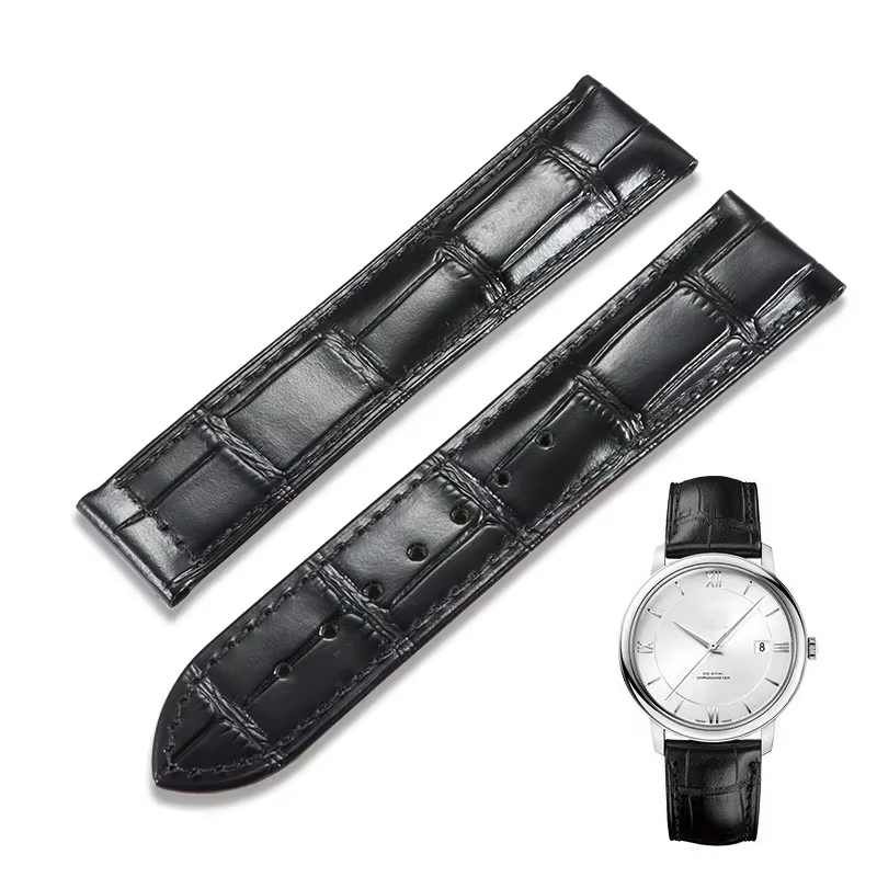 Bracelet en cuir pour Omega SEAMASTER DE VILLE 424, fermoir pliant/fermoir à broche, 19/20/21mm, cei