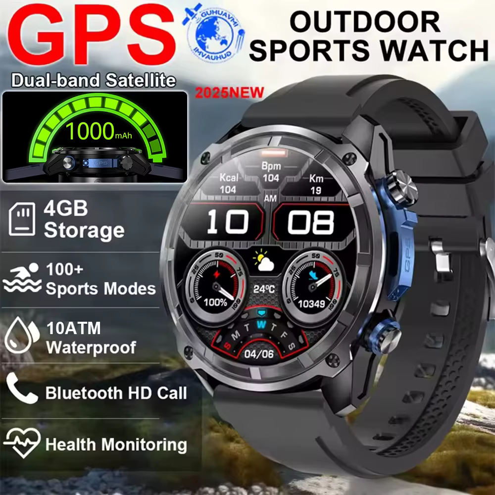Nouvelle montre intelligente GPS avec écran AMOLED HD de 1,43 pouce, écran Corning Gorilla, batterie