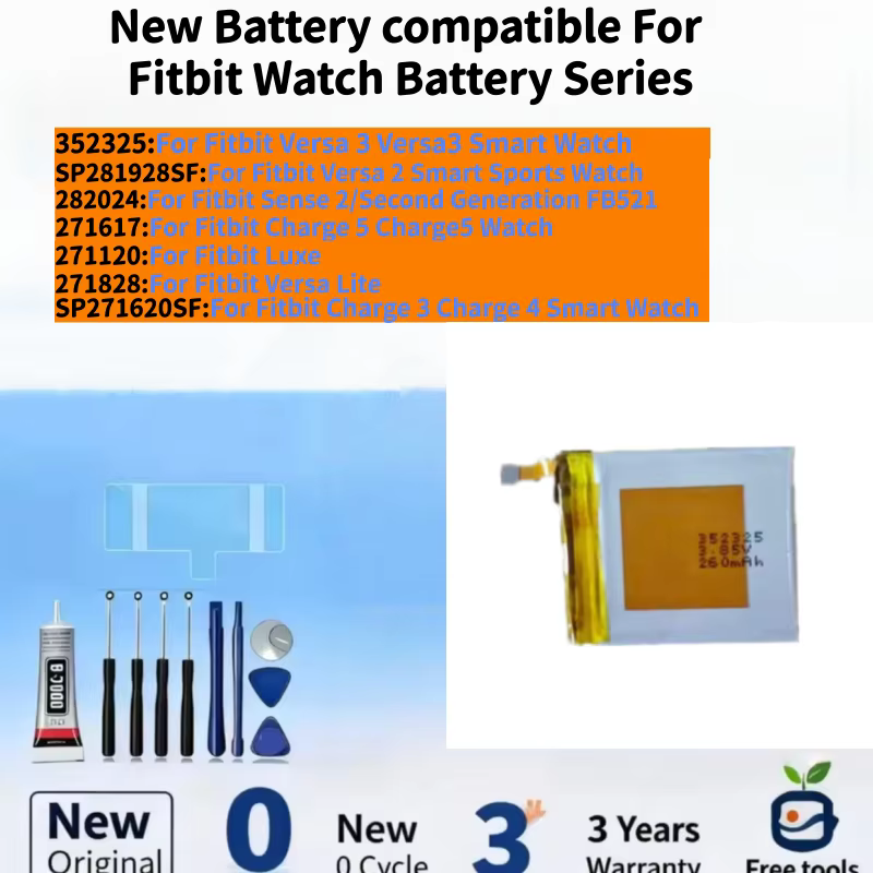 Nouvelle batterie compatible avec Fitbit Versa 3 / Versa 2 / Sense 2 / Charge 5 / Luxe / Versa Lite 