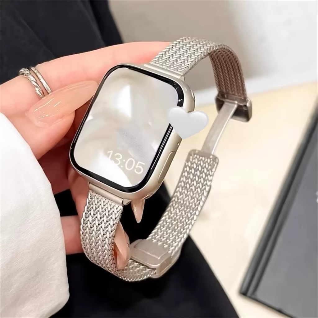 Bracelet magnétique en métal mince de luxe pour IWatch 10 9 8 7 SE 6 Bracelet de fille pour Apple Wa