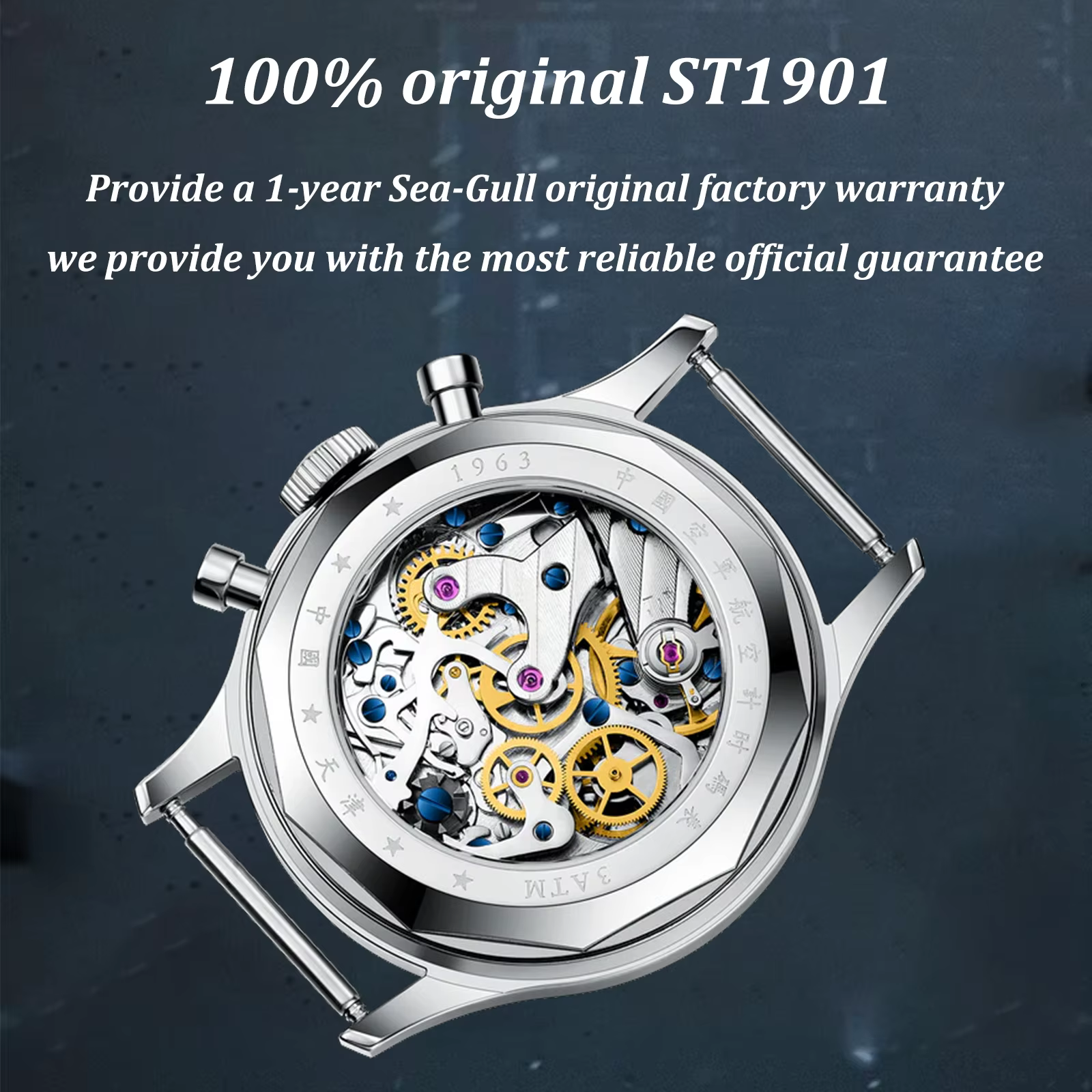 Seaghydr-Montre Pilote Mécanique ST1901 Édition Internationale pour Homme, Montre-Bracelet Chronogra