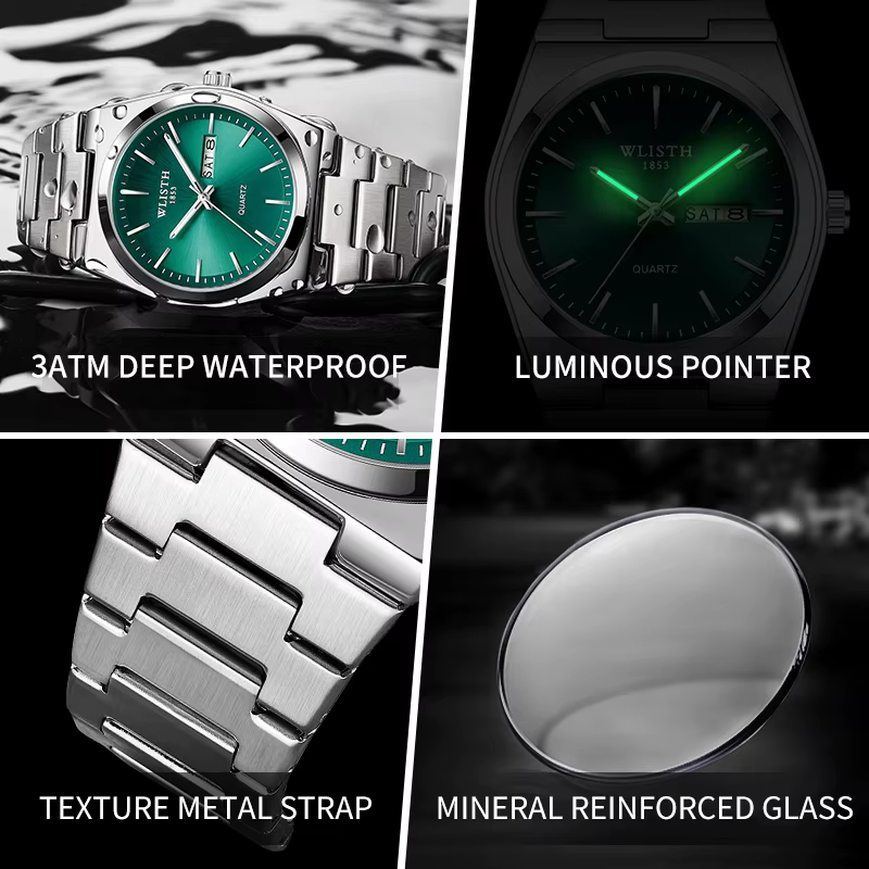 WLISTH luxe hommes montre étanche mode affaires montre en acier inoxydable montre pour homme montres