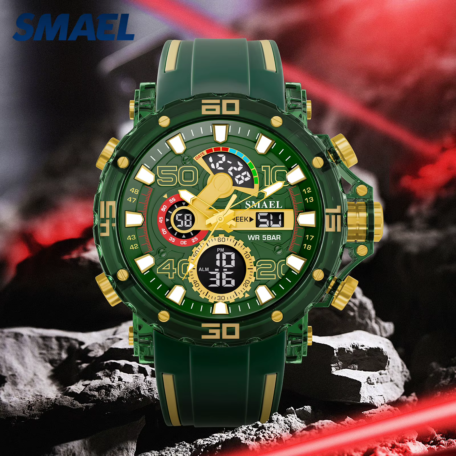 Montres militaires hommes montre 2025 nouveau 50M étanche montre-bracelet chronomètre alarme lumière