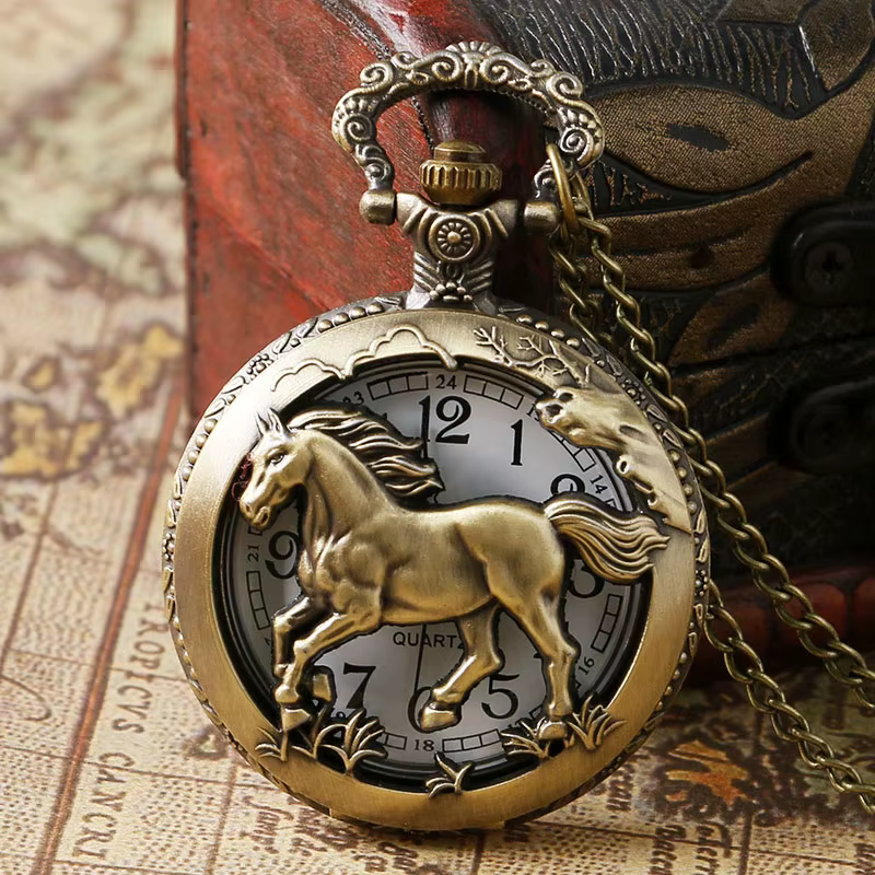 Montre de poche cheval mignonne, style creux, vintage, montre de poche élégante avec JOAnimal, horlo