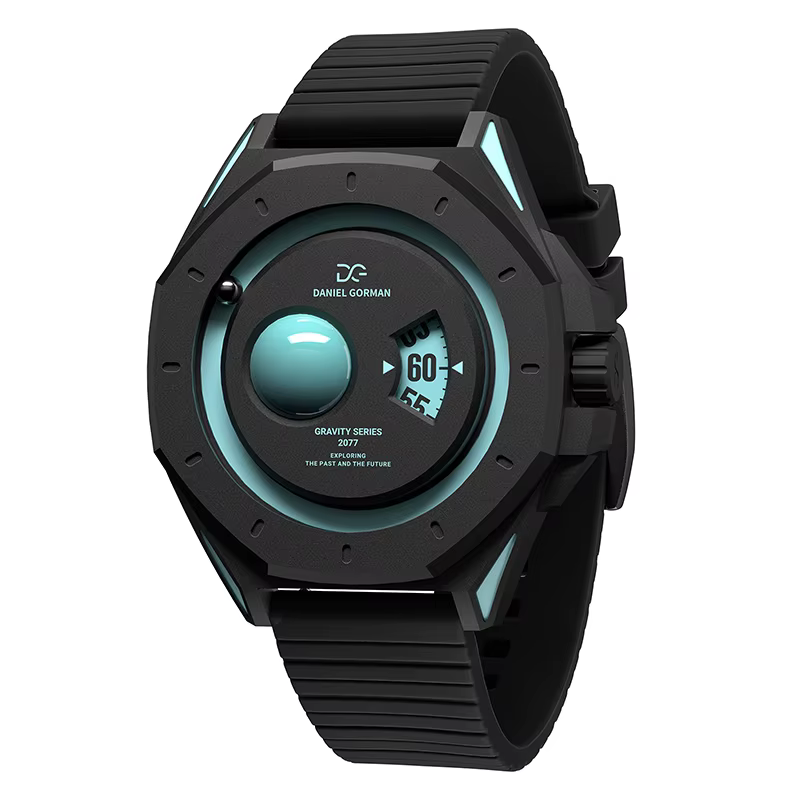 Montre à quartz pour homme Daniel Gorman Gravity Series - Cadran bleu glace Uranus, design science-f