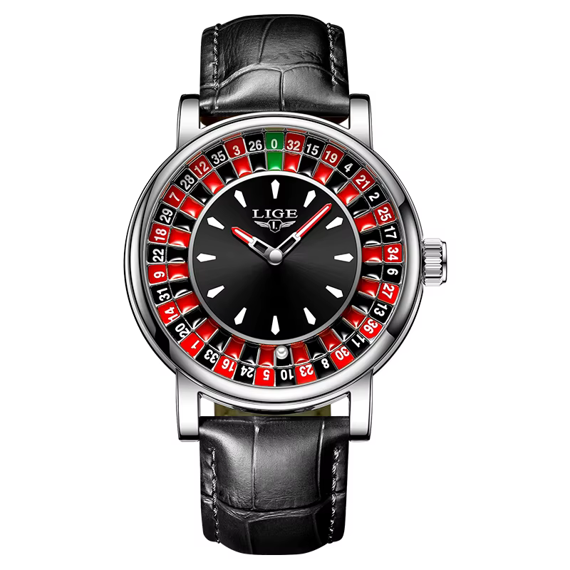 LIGE nouvelles montres de luxe créatives hommes Roulette jeu cadran mode hommes montre étanche lumin