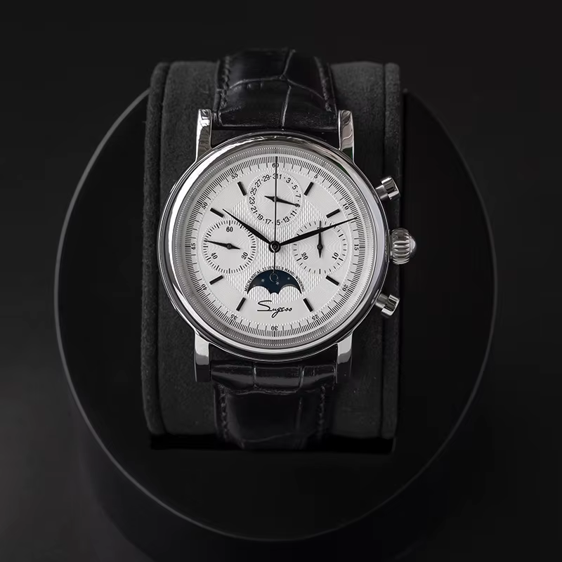 Sugess – montre-bracelet pour hommes, ST1908, mouvement à col de cygne, chronographe mécanique, véri