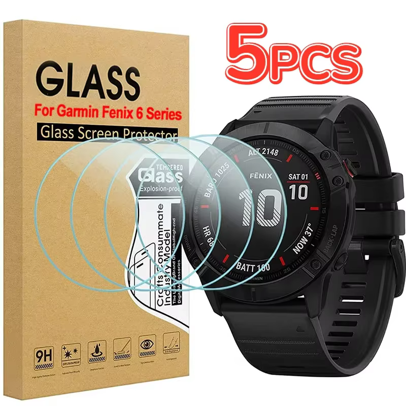 5-1Pack verre trempé pour Garmin Fenix 6 6S 6X Pro saphir HD protecteurs d'écran Film pour Fenix 6 6