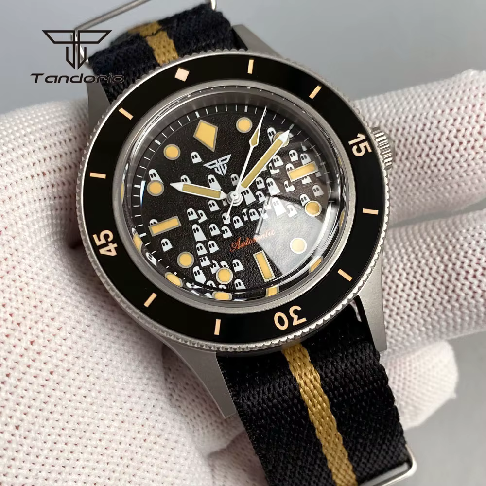 Tandorio 40mm 50 brasses Style dôme saphir montre mécanique pour hommes automatique mis5 8215 Movt 2