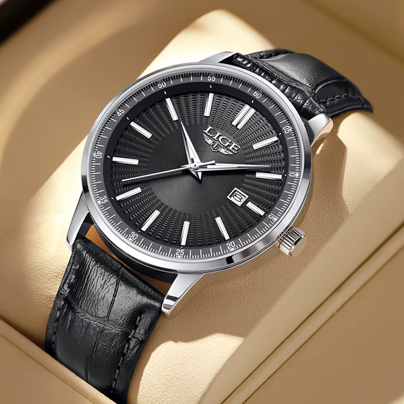 LIGE Nouvelle Montre en Cuir Créative Style Cowboy pour Hommes, Montre Militaire Étanche Lumineuse, 