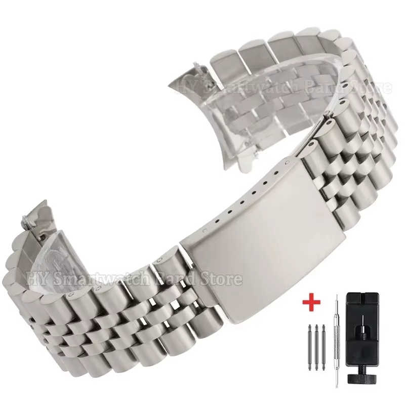 Bracelet de montre en métal à extrémité incurvée, 13/17/18/2/21/22mm, pour Rolex DATEJUST, boucle pl
