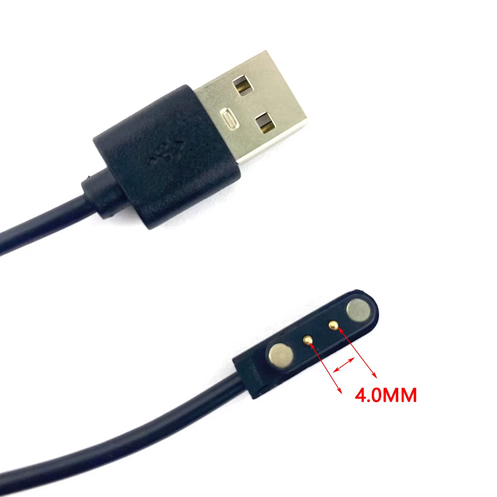 1 Ensemble de câbles de charge USB magnétiques pour montre connectée, connecteur Pogo Pin mâle-femel