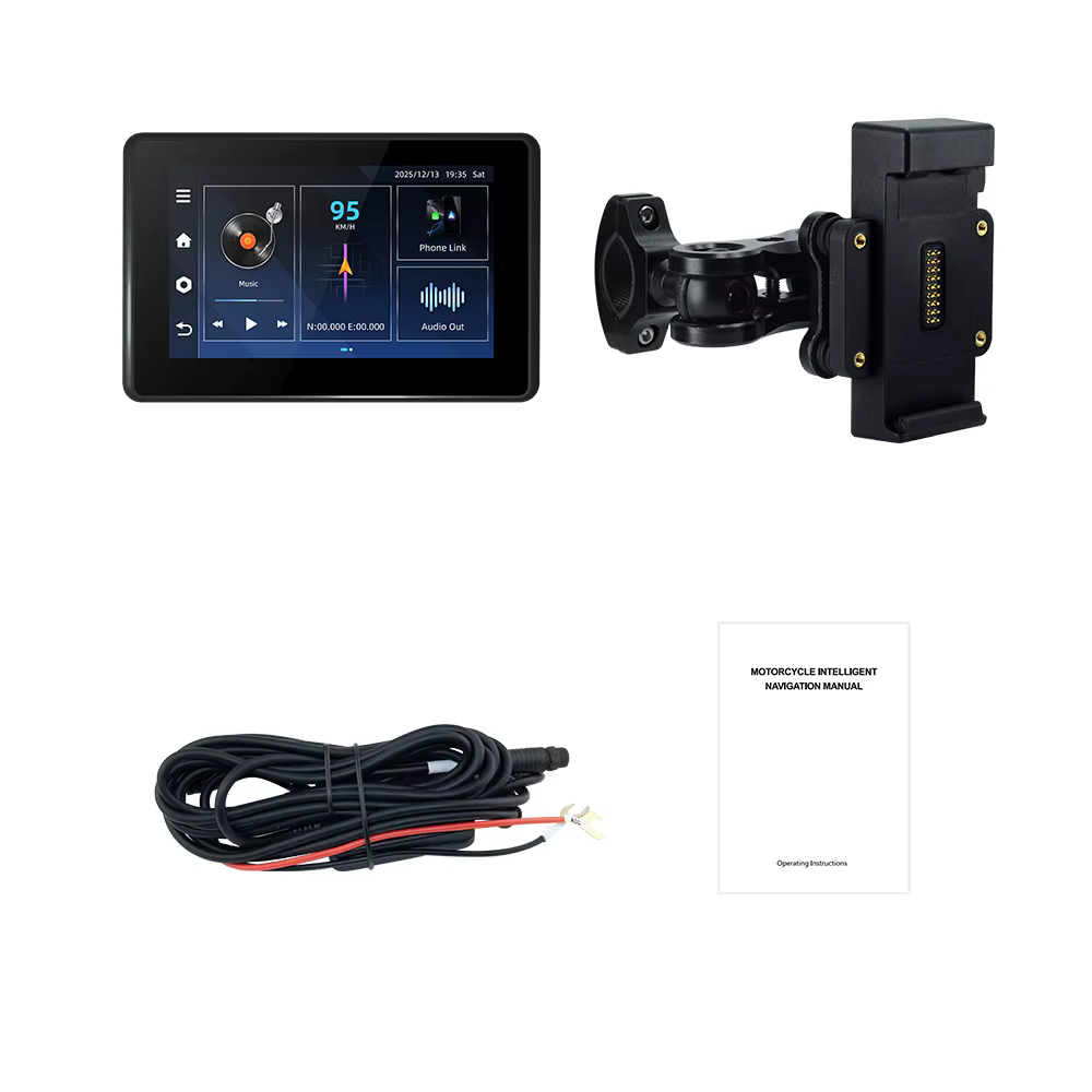 Navigation GPS portable pour moto EKIY Android 14, étanche IPX67, écran 5 pouces, compatible CarPlay