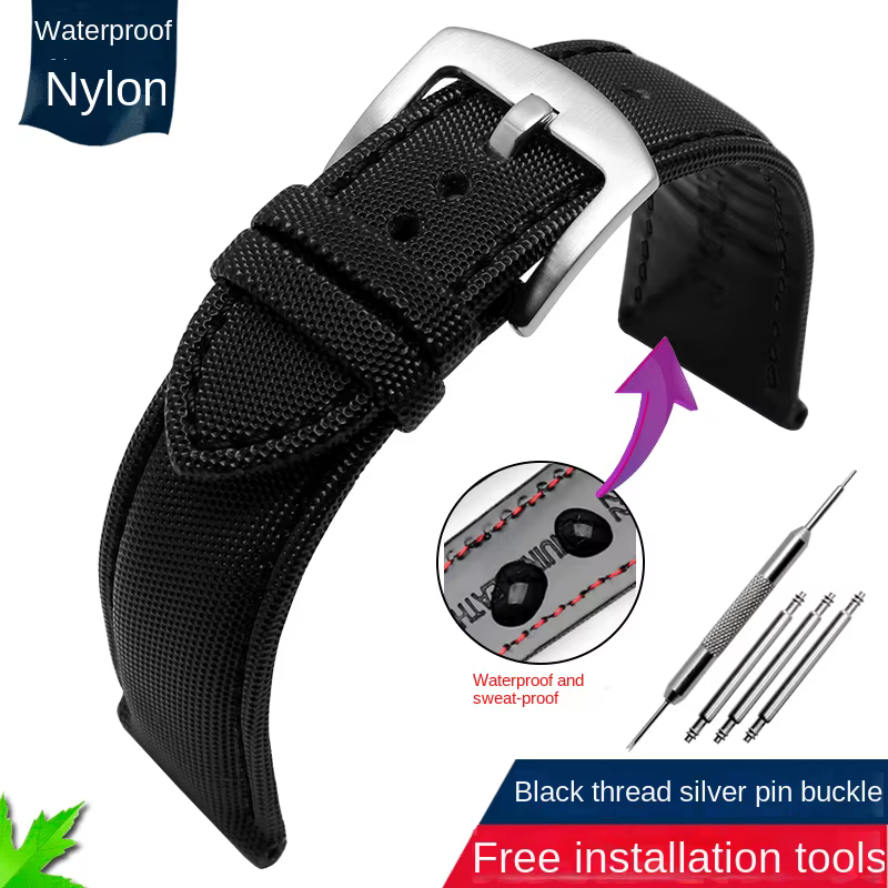 Bracelet de montre en nylon souple à dégagement rapide pour homme, bracelet de montre en cuir, brace