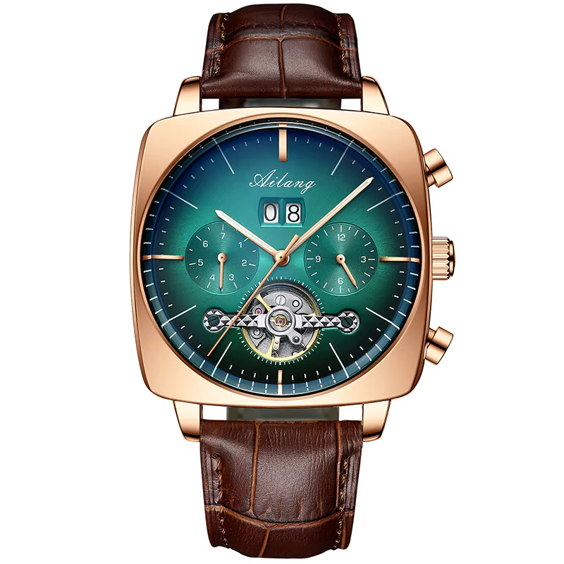 Montre automatique de luxe 2026AILANG, chronographe, grand cadran carré, montre à cadran ajouré, éta